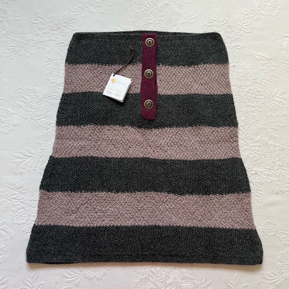 NWT Noonday Collection 100% Alpaca Hand Knit Striped Infinity Scarf